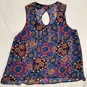 Angie Vibrant Floral Tank Top - Blue and Purple